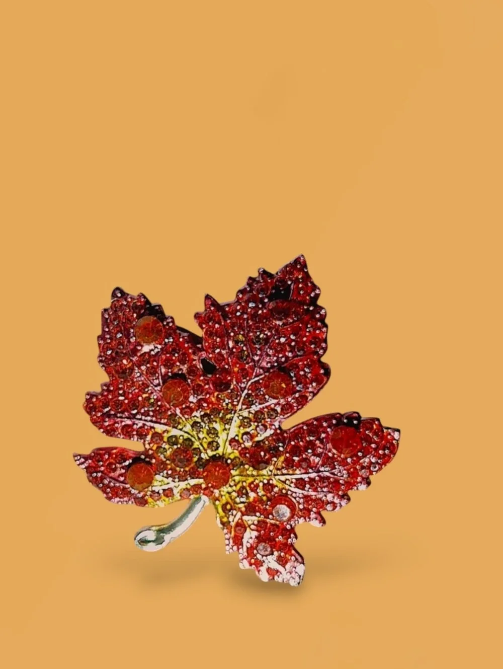 Sparkling Maple Leaf Brooch